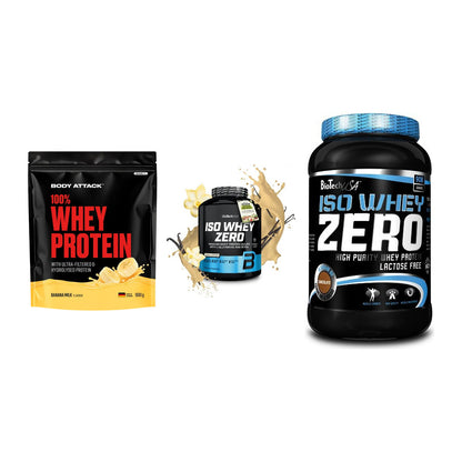 Whey-Probierset: Body Attack 100% + BioTech Iso Whey + 1 weitere – alle enthaltenen Artikel