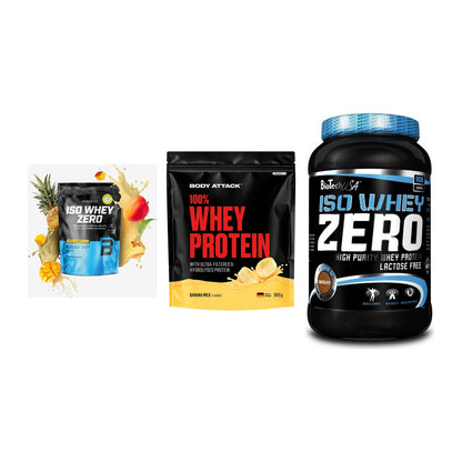 Whey-Probierset: BioTech Iso Whey + Body Attack 100% + 1 weitere – alle enthaltenen Artikel