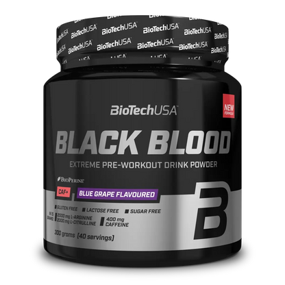 BioTech USA Marken-Großset: L-Carnitine + Fenugreek + 3 weitere – BioTech Black Blood CAF+ 300g (80 Serv.) (Blueberry)