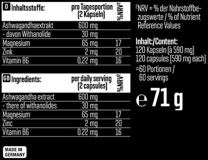 Schlaf & Erholung: BioTech Micella + ESN Magnesium + Body Attack – Body Attack Ashwagandha KSM-66 - 120 Kapseln