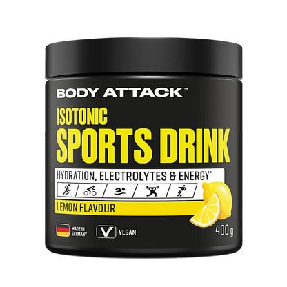 Zitrone Sorten-Großset: Body Attack + Kevin Levrone + 2 weitere – Body Attack Isotonic Sports Drink 400g (Lemon)
