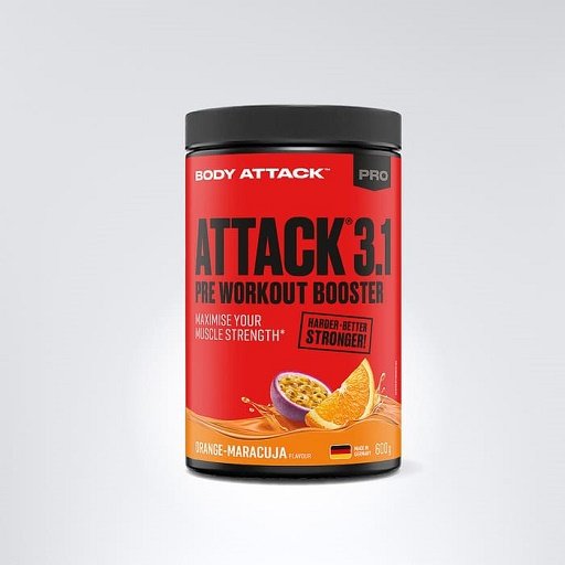 Booster-Probierset: Trec Nutrition + Scitec Pow3rd + 2 weitere – Body Attack Pre Attack 3.1 600g (Green Apple Flavour)