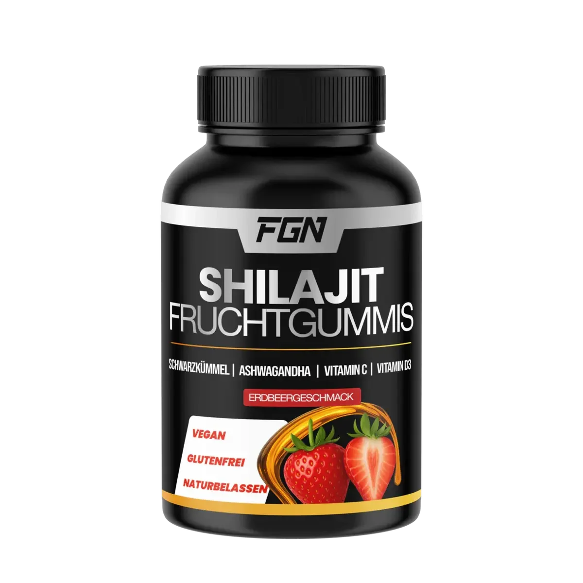 Erdbeere Sorten-Großset: ESN Designer + BioTech Hyper + 2 weitere – FGN Shilajit 60 Fruchtgummies (Erdbeer)