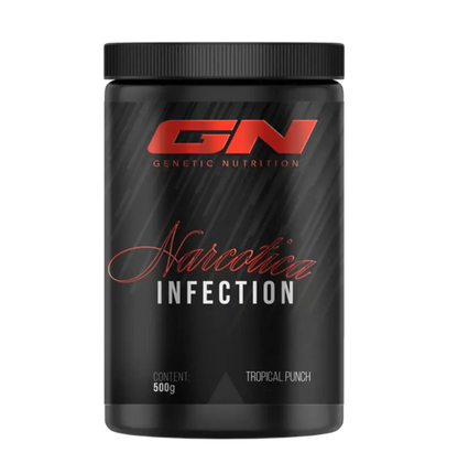 Booster-Probierset: RAW Nutrition + Peak No Jokes + 2 weitere – GN Narcotica Infection 500g (Tropical Punch)