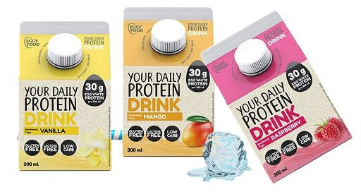 Drinks-Kiste: Body Attack + Best Body + Applied + 9 weitere – EGGY FOOD YOUR DAILY PROTEIN DRINK 6x300ml (Vanille)