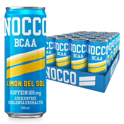 Kraft-Stack: BioTech Creatine + Psycho Pharma + Nocco BCAA Drink – Nocco BCAA Drink 24 x 330 ml Limon del Sol
