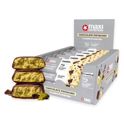 Riegel-Monatsration XXL: MaxiNutrition Creatine – 30 Tage, 72 Riegel – MaxiNutrition Creatine Protein Bar 16 x 40 g (Chocolate Pistachio)