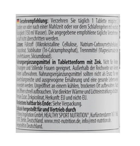 Haut, Haare & Nägel: ESN Collagen + NNT Vitamin B + MST Healthy – MST - Healthy Zinc Picolinate 60 Tabletten