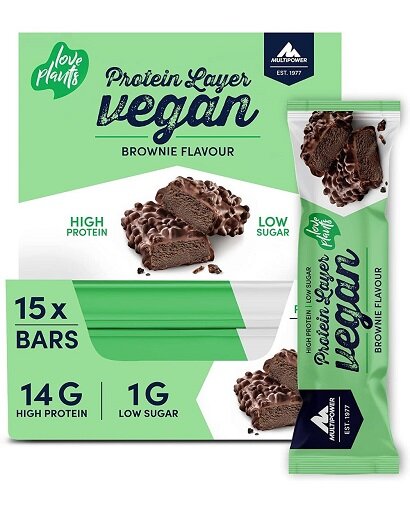 Haselnuss Geschmacks-Duo: Multipower Vegan + 2× Barebells Spread Bar – Multipower Vegan Protein Layer Bar 15x 55g (Hazelnut Nougat)