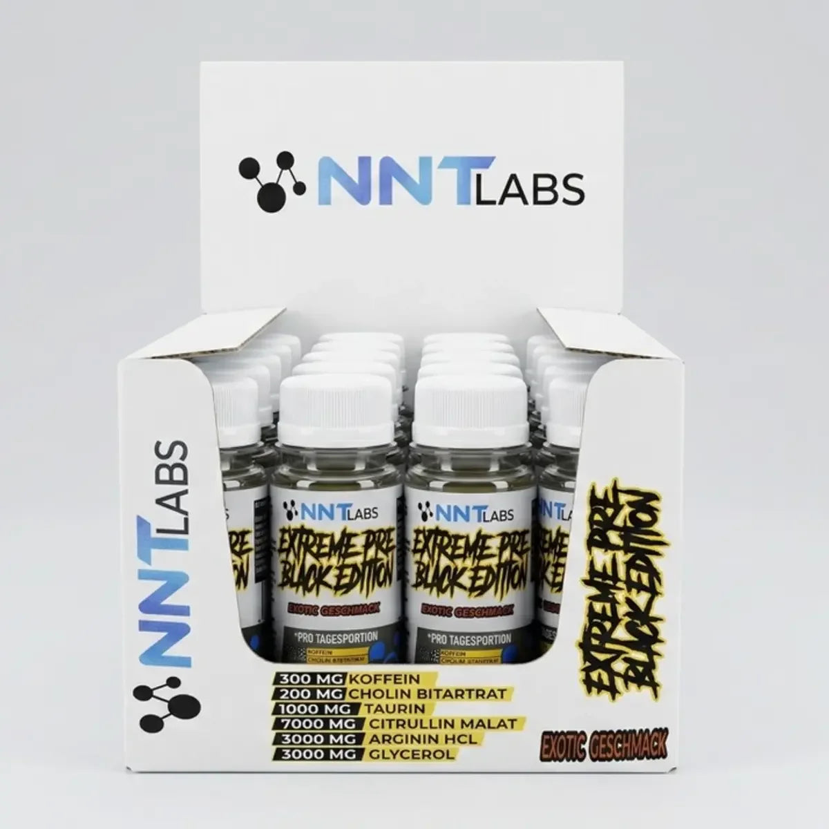 Booster-Trainingsvorrat: NNT Extreme Black – 60 Tage, 80 Portionen – NNT Extreme Black Edition Shot 20x60ml (Exotic)