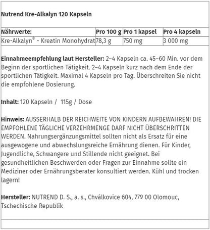Masseaufbau-Set: Kevin Levrone Anabolic Mass + Nutrend Kre-Alkalyn – Nutrend Kre-Alkalyn 120 Caps