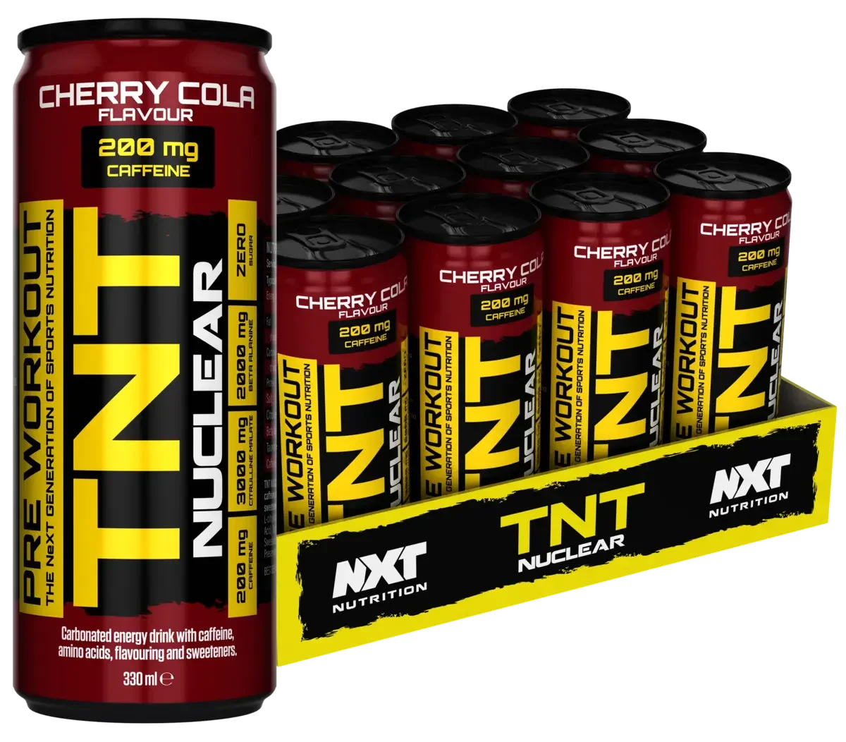 Diät-Duo: Sinob Flasty Geschmackspulver + NXT Nutrition TNT NUCLEAR – NXT Nutrition TNT NUCLEAR 12x330ml (Cherry Cola)