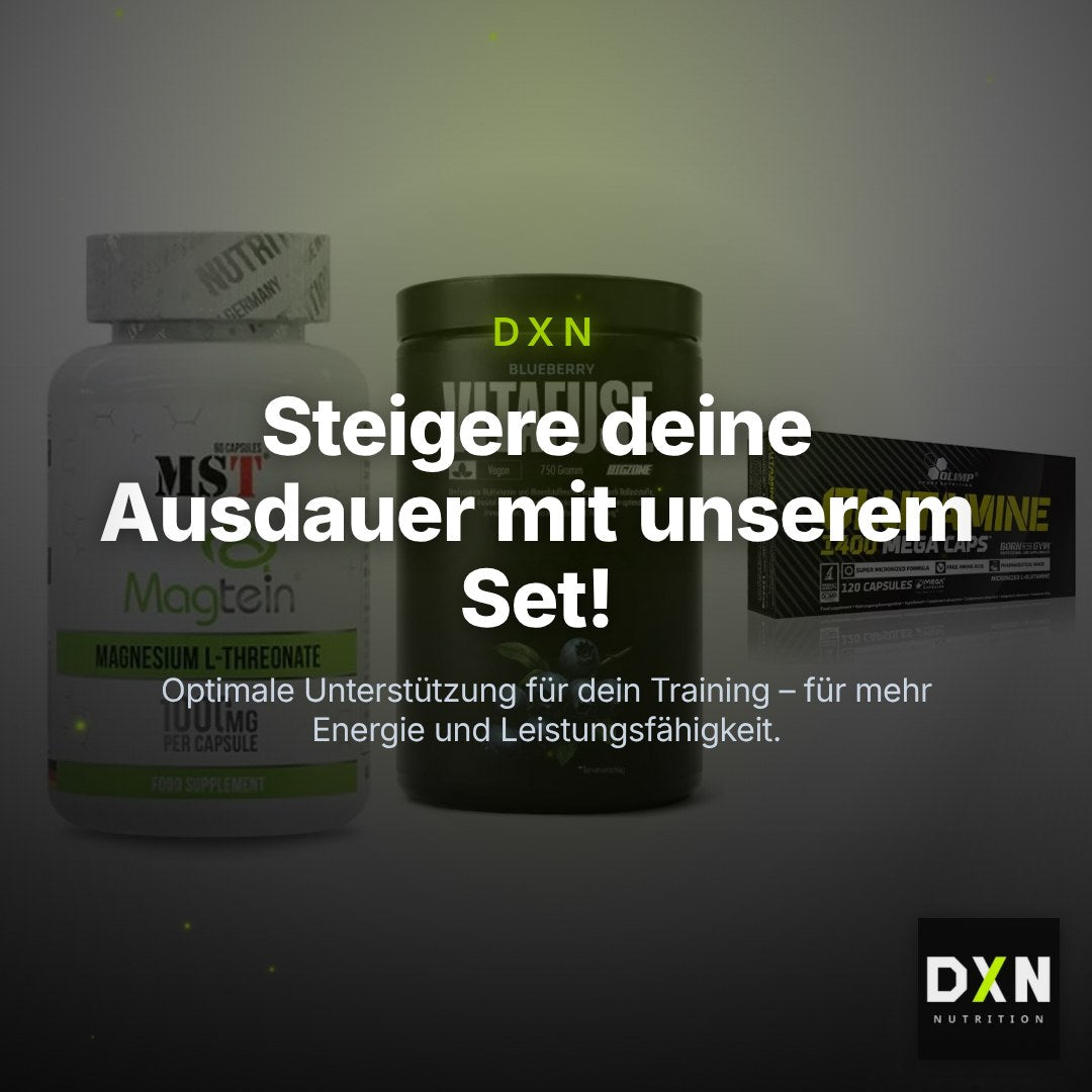 Ausdauer-Set: MST Magnesium + Big Zone Vitafus + Olimp L-Glutamin – Clean Showcase Plus