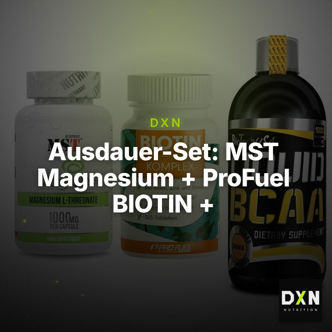 Ausdauer-Set: MST Magnesium + ProFuel BIOTIN + BioTech Liquid – Clean Showcase Plus