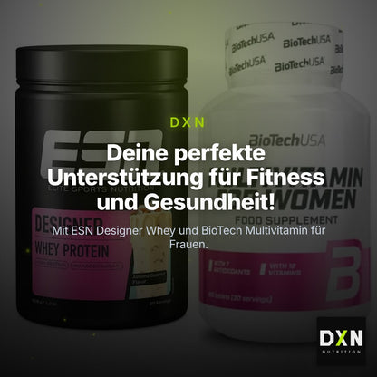 Basis-Set: ESN Designer Whey + BioTech Multivitamin für Frau 60 – Clean Showcase Plus
