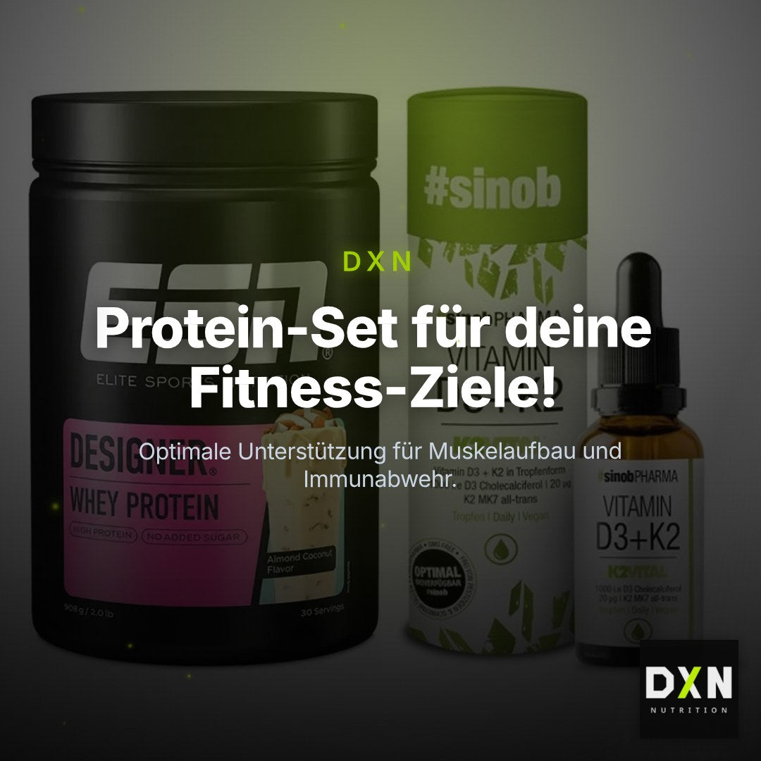 Basis-Set: ESN Designer Whey + Sinob Vitamin D3 + K2 Tropfen – Clean Showcase Plus