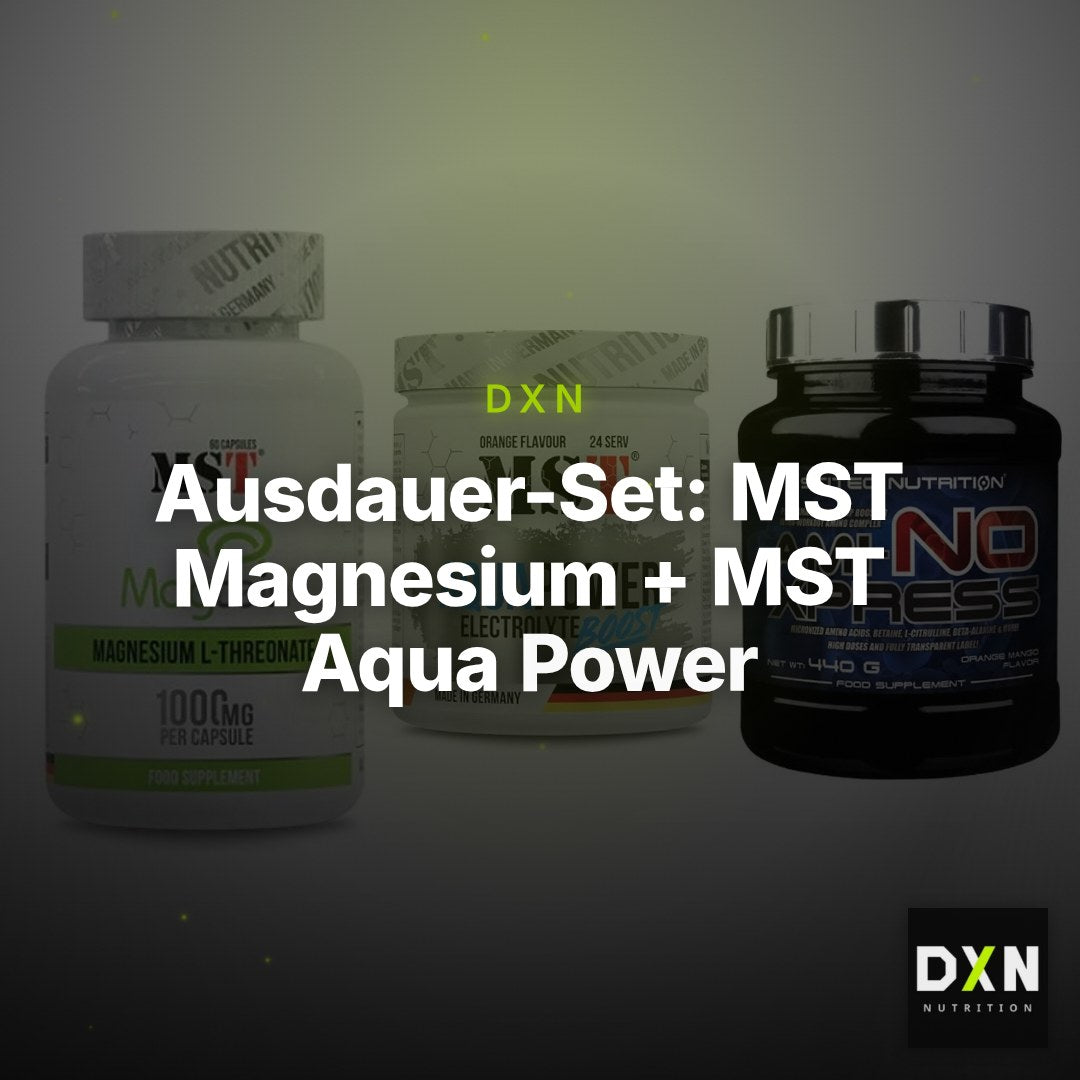 Ausdauer-Set: MST Magnesium + MST Aqua Power + Scitec Ami-NO – Clean Showcase Plus