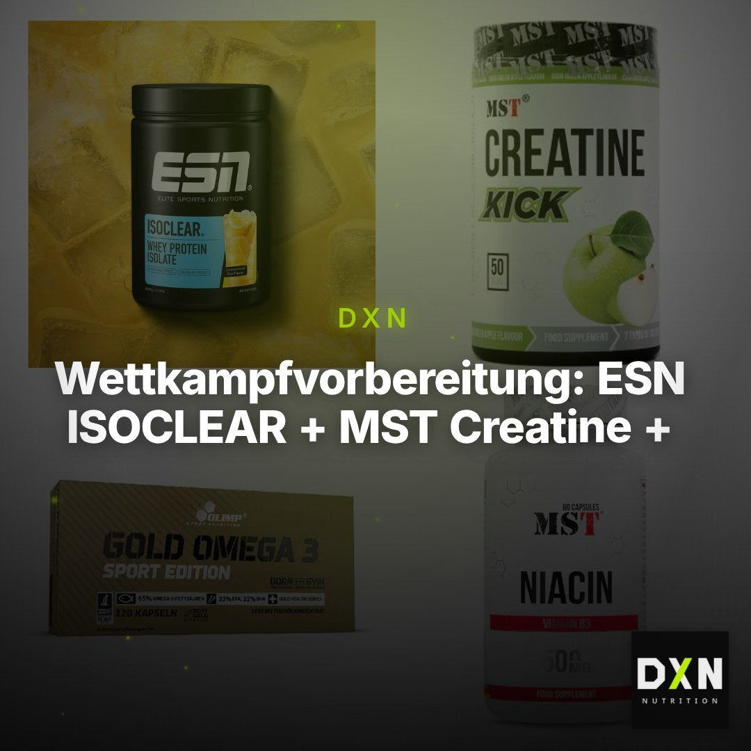 Wettkampfvorbereitung: ESN ISOCLEAR + MST Creatine + 2 weitere – Clean Showcase Plus