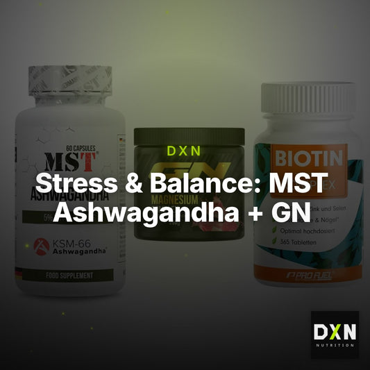 Stress & Balance: MST Ashwagandha + GN Magnesium + ProFuel BIOTIN – Clean Showcase Plus