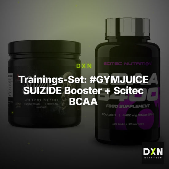 Trainings-Set: #GYMJUICE SUIZIDE Booster + Scitec BCAA 6400 – Clean Showcase Plus