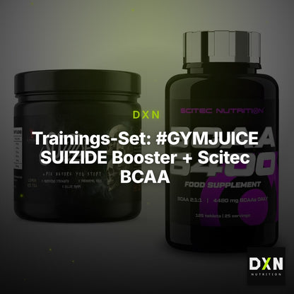 Trainings-Set: #GYMJUICE SUIZIDE Booster + Scitec BCAA 6400 – Clean Showcase Plus