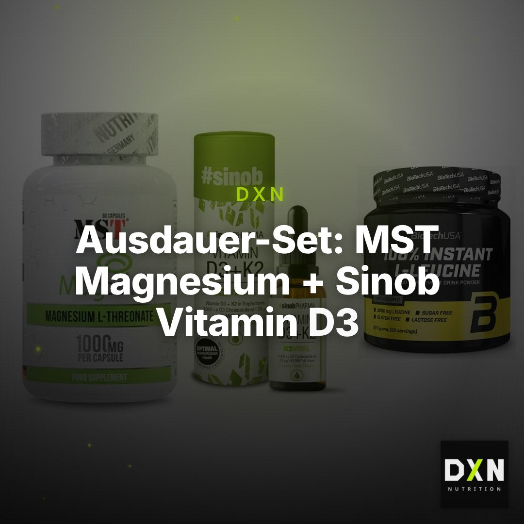 Ausdauer-Set: MST Magnesium + Sinob Vitamin D3 + BioTech 100% – Clean Showcase Plus