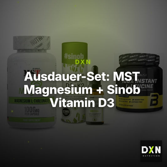 Ausdauer-Set: MST Magnesium + Sinob Vitamin D3 + BioTech 100% – Clean Showcase Plus