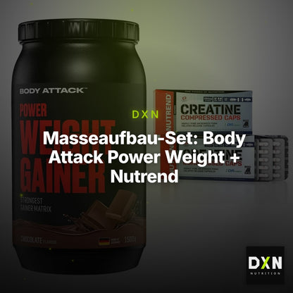 Masseaufbau-Set: Body Attack Power Weight + Nutrend Creatine – Clean Showcase Plus