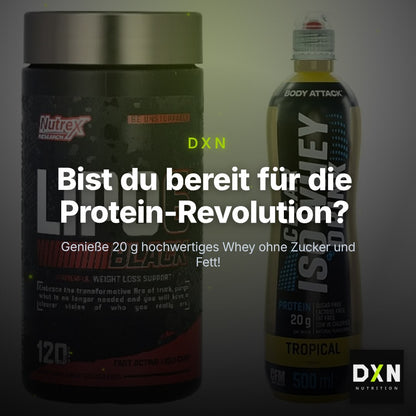 Diät-Duo: Nutrex Lipo 6 black 120 + Body Attack Clear Iso Whey – Clean Showcase Plus