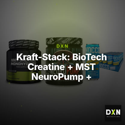 Kraft-Stack: BioTech Creatine + MST NeuroPump + Nocco BCAA Drink – Clean Showcase Plus