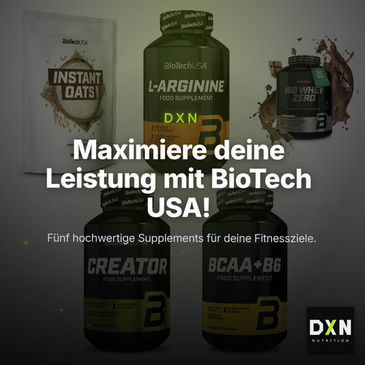 BioTech USA Marken-Großset: Instant Oats + L-Arginine + 3 weitere – Clean Showcase Plus