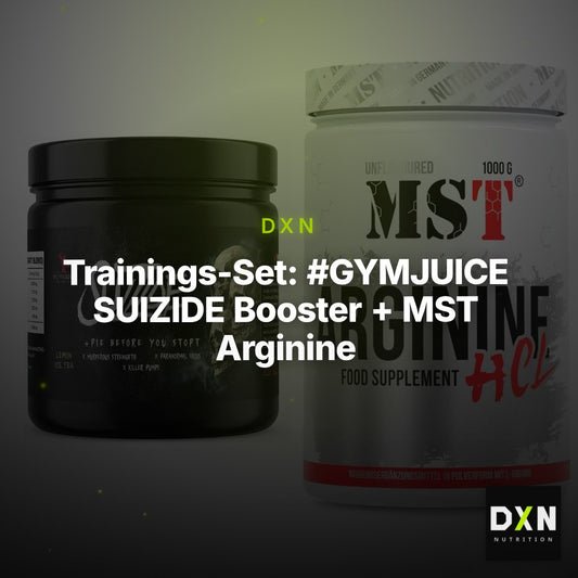 Trainings-Set: #GYMJUICE SUIZIDE Booster + MST Arginine HCL – Clean Showcase Plus