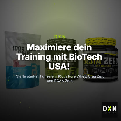 BioTech USA Marken-Trio: 100% Pure Whey + Crea Zero + BCAA Zero – Clean Showcase Plus