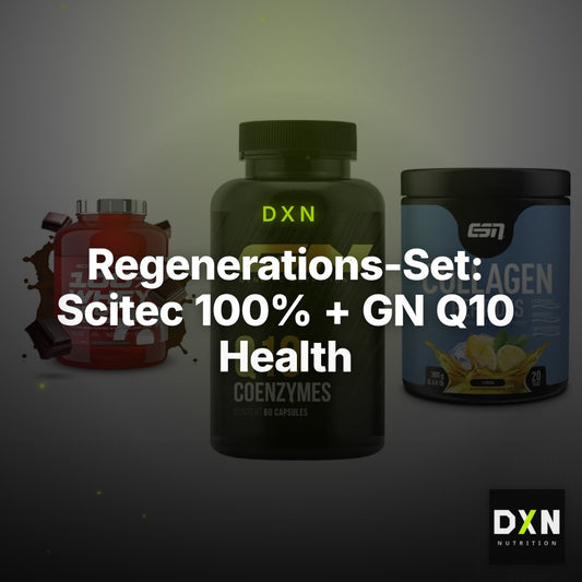 Regenerations-Set: Scitec 100% + GN Q10 Health + ESN Collagen – Clean Showcase Plus