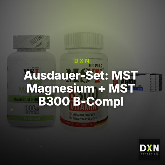 Ausdauer-Set: MST Magnesium + MST B300 B-Compl + Nutrend AAKG – Clean Showcase Plus