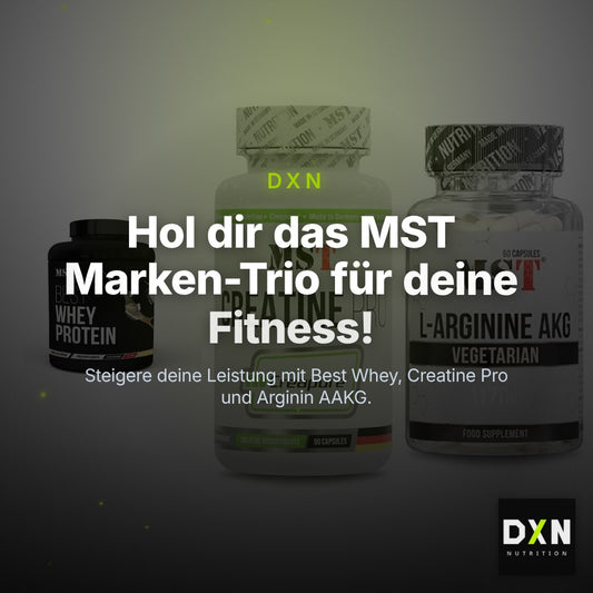 MST Marken-Trio: Best Whey + Creatine Pro + Arginin AAKG – Clean Showcase Plus