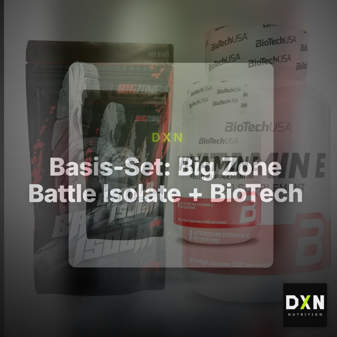 Basis-Set: Big Zone Battle Isolate + BioTech Vitamin E 100 Softgelcaps – Clean Showcase Plus