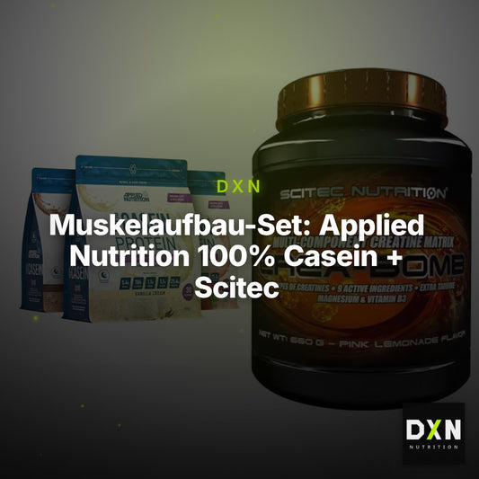 Muskelaufbau-Set: Applied Nutrition 100% Casein + Scitec Crea-Bomb – Clean Showcase Plus