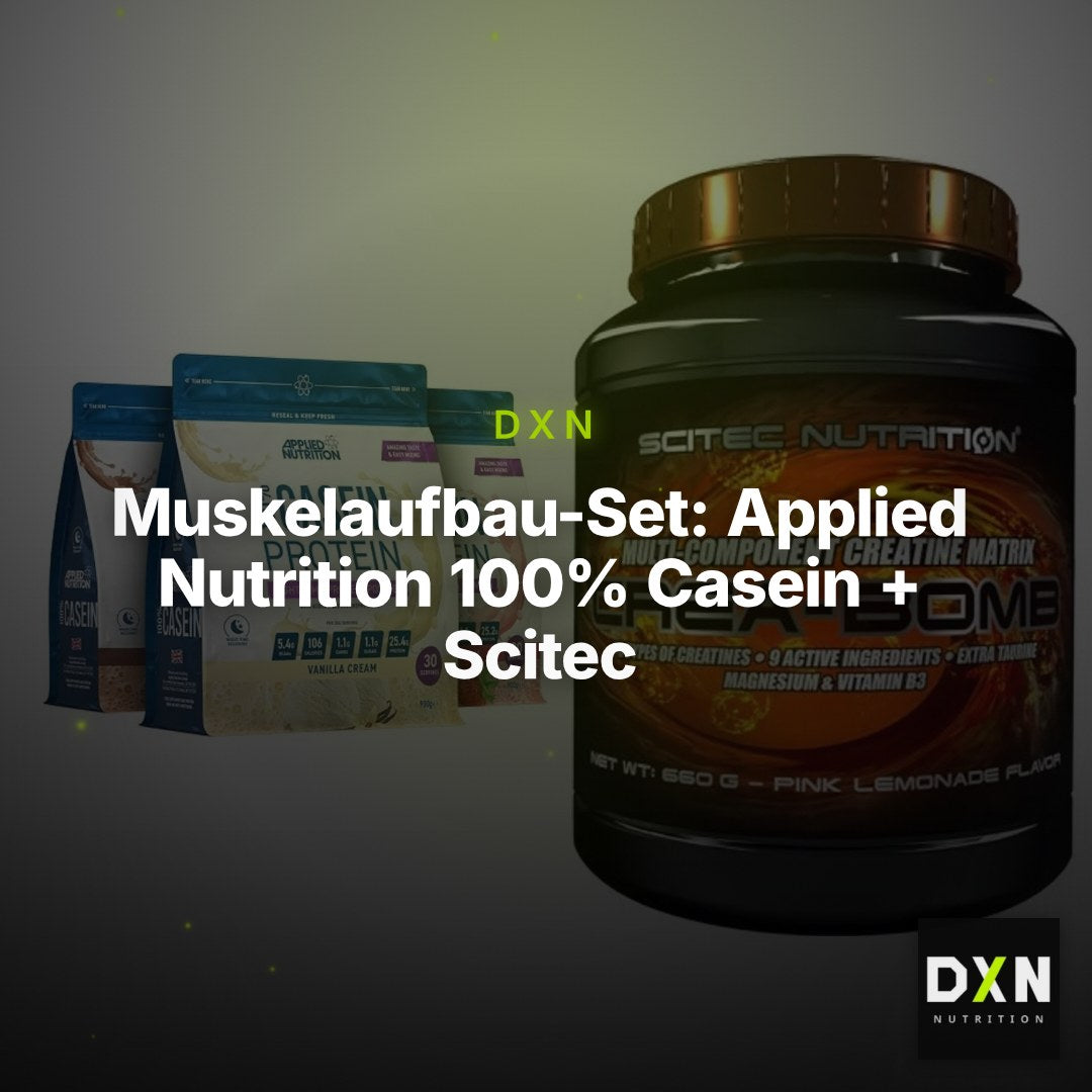 Muskelaufbau-Set: Applied Nutrition 100% Casein + Scitec Crea-Bomb – Clean Showcase Plus