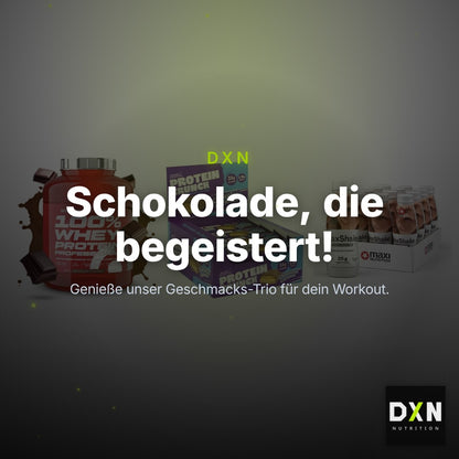 Schokolade Geschmacks-Trio: Scitec 100% + 3× Applied + 2× MaxiNutritio – Clean Showcase Plus