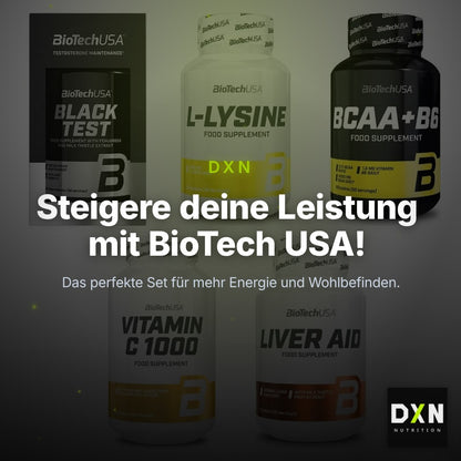 BioTech USA Marken-Großset: Black Test + L-Lysine + 3 weitere – Clean Showcase Plus