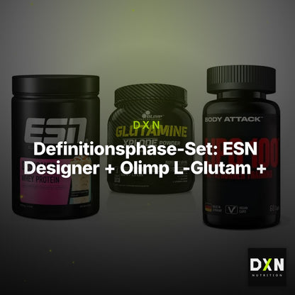 Definitionsphase-Set: ESN Designer + Olimp L-Glutam + Body Attack – Clean Showcase Plus