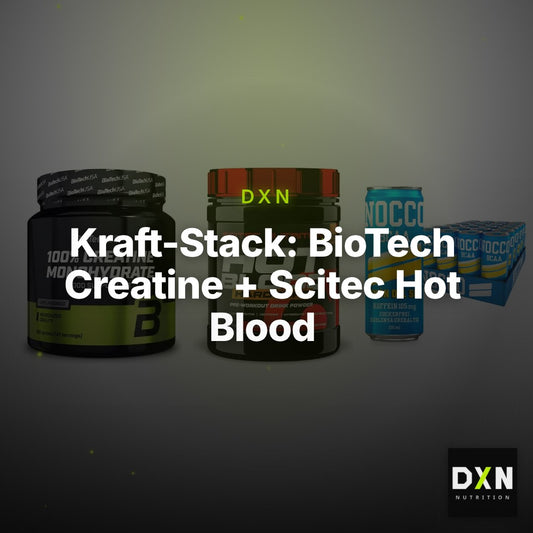 Kraft-Stack: BioTech Creatine + Scitec Hot Blood + Nocco BCAA Drink – Clean Showcase Plus