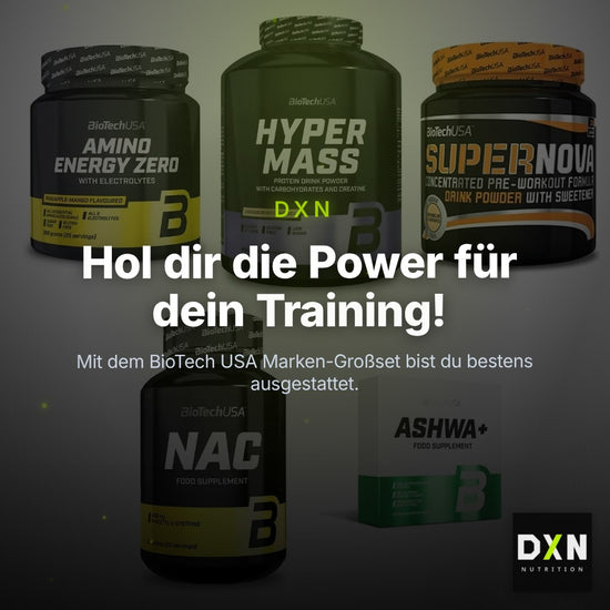 BioTech USA Marken-Großset: Amino Energy Zero + Hyper Mass + 3 weitere – Clean Showcase Plus