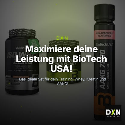BioTech USA Marken-Trio: Iso Whey Zero + Creatine + AAKG 7800 – Clean Showcase Plus