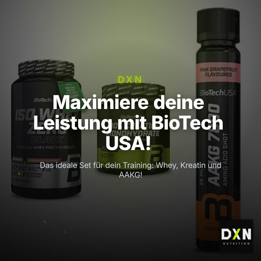 BioTech USA Marken-Trio: Iso Whey Zero + Creatine + AAKG 7800 – Clean Showcase Plus