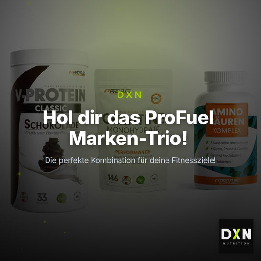 ProFuel Marken-Trio: VEGAN PROTEIN + Creatine + Aminosäuren – Clean Showcase Plus