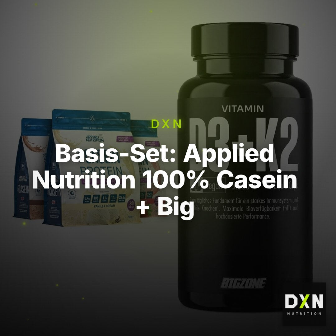 Basis-Set: Applied Nutrition 100% Casein + Big Zone Vitamin D3 + K2 – Clean Showcase Plus