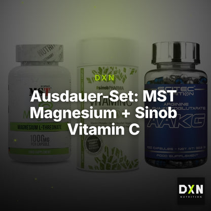 Ausdauer-Set: MST Magnesium + Sinob Vitamin C + Scitec AAKG – Clean Showcase Plus