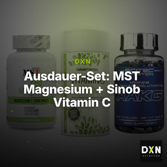 Ausdauer-Set: MST Magnesium + Sinob Vitamin C + Scitec AAKG – Clean Showcase Plus